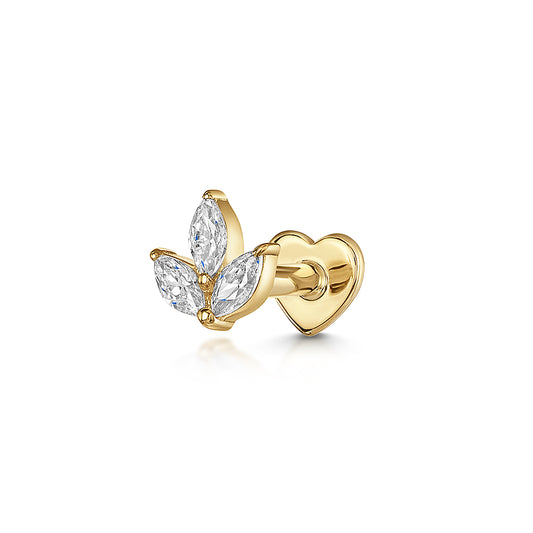 Laura Bond Jewellery Bold and Gold Edinburgh 9k solid yellow gold Petal flat back labret stud earring 6mm Cartilage Studs
