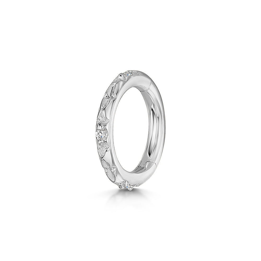 9k solid white gold stardust clicker hoop