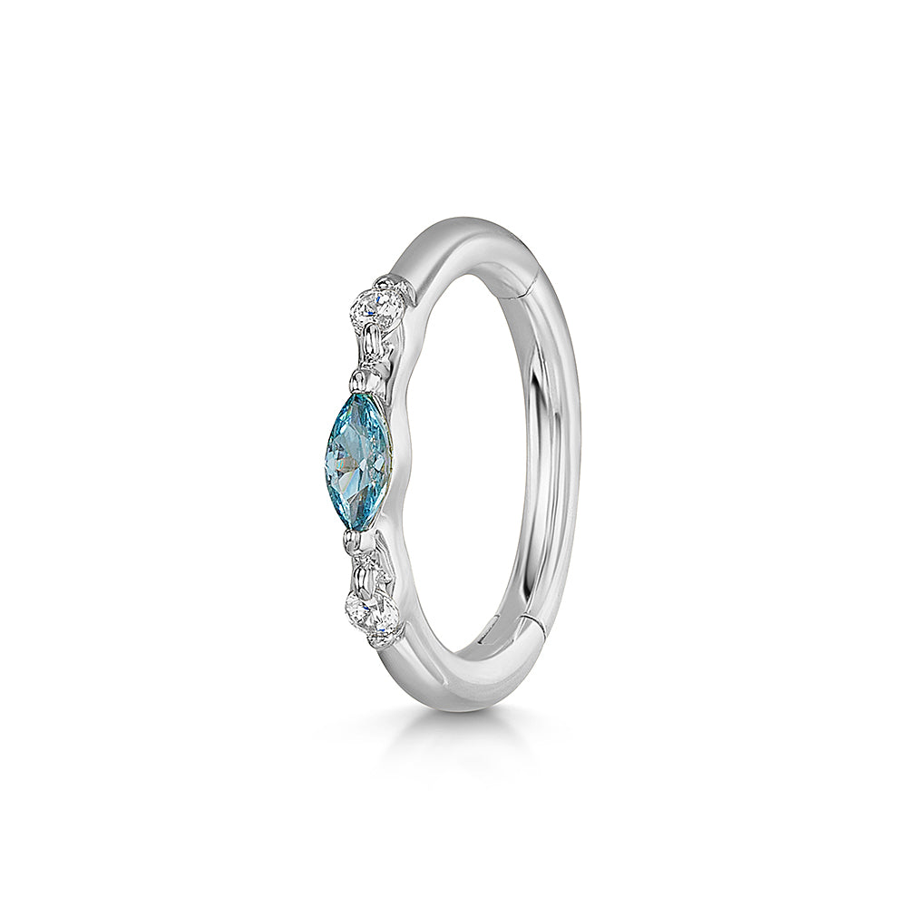 astrid miyu maria tash 9k solid white gold aqua luna marquise clicker hoop Huggies and Hoops Laura Bond