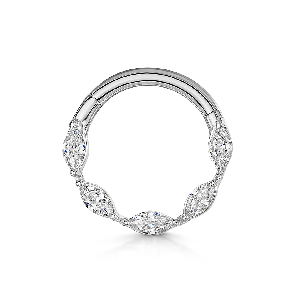 astrid miyu maria tash 9k solid white gold 8mm crystal marquise daith or septum clicker hoop Huggies and Hoops Laura Bond