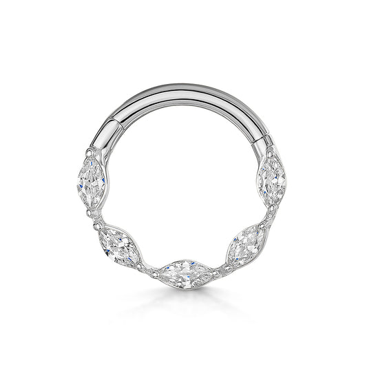 astrid miyu maria tash 9k solid white gold 8mm crystal marquise daith or septum clicker hoop Huggies and Hoops Laura Bond