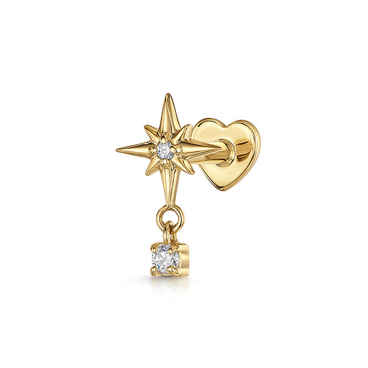 astrid miyu maria tash 9k solid yellow gold North Star drop gem stud Cartilage Studs Laura Bond