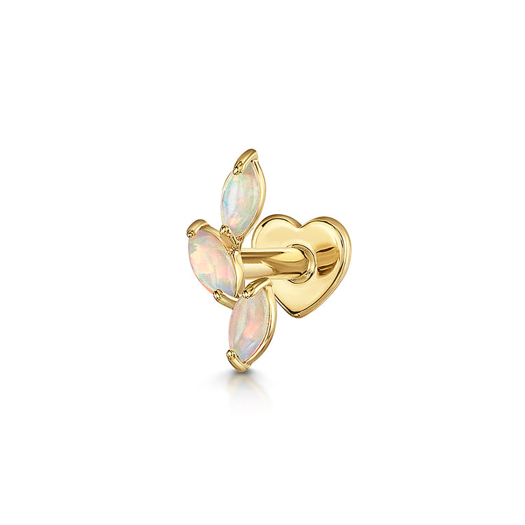9k solid yellow gold opal cascade flat back labret stud earring Cartilage Studs Laura Bond Jewellery