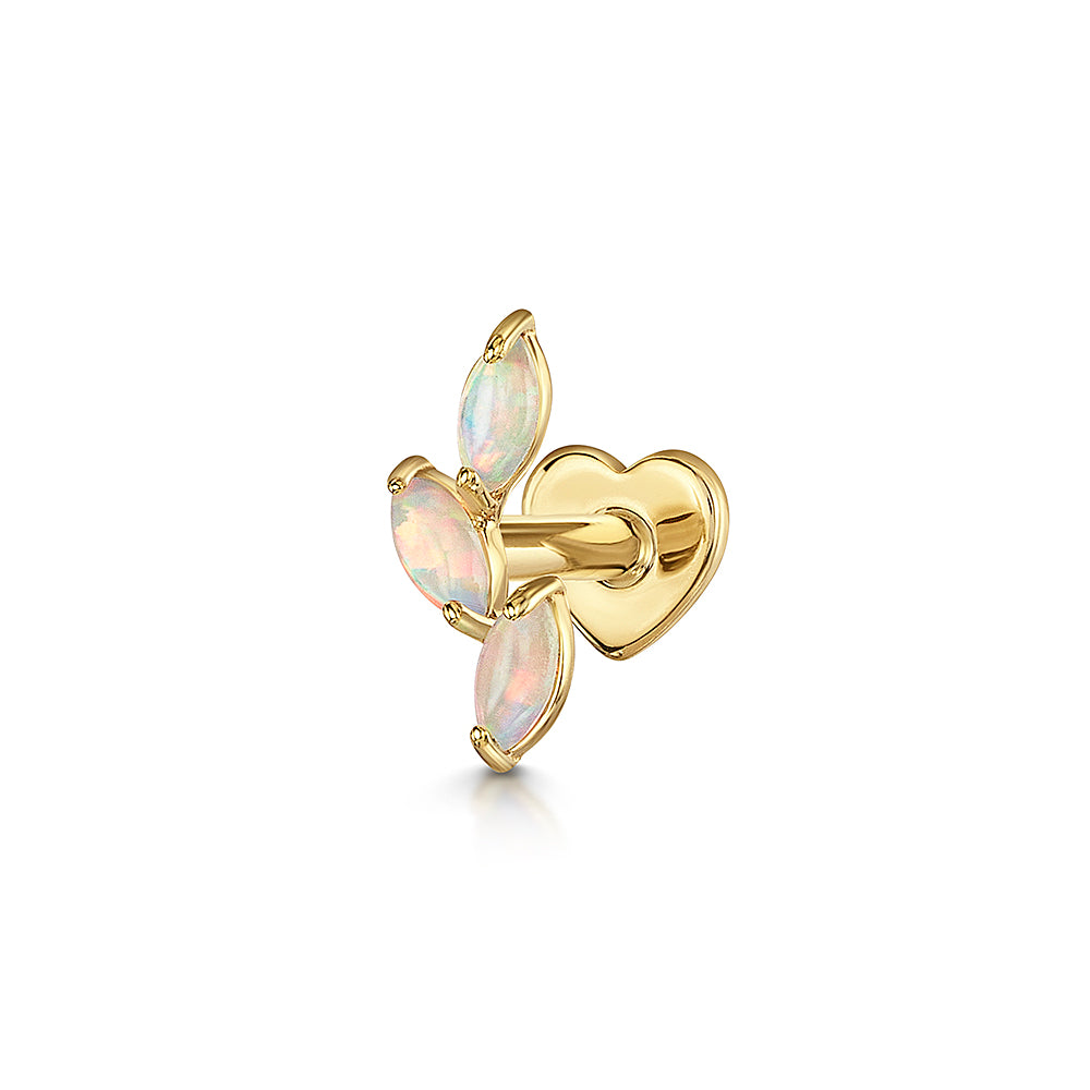 Laura Bond Jewellery Bold and Gold Edinburgh 14k solid yellow gold opal cascade flat back labret stud earring Cartilage Studs