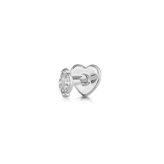 Laura Bond Jewellery Diamonds by Laura Bond - 14k solid white gold dainty marquise diamonds stud Cartilage Studs