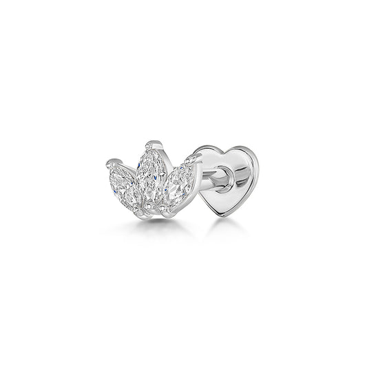 Laura Bond Jewellery Diamonds by Laura Bond - 14k solid white gold lotus marquise stud Cartilage Studs