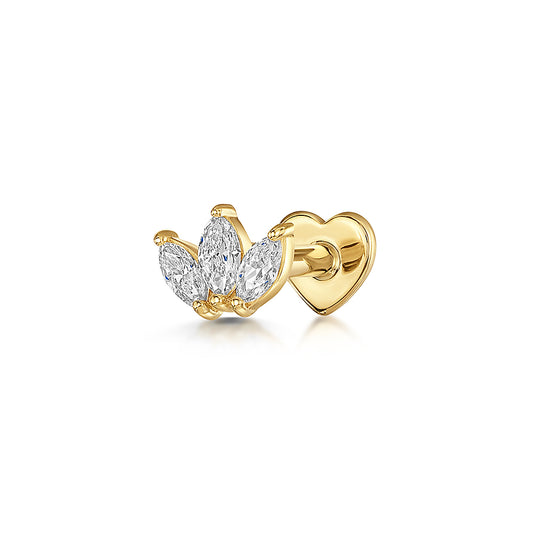 Laura Bond Jewellery Diamonds by Laura Bond - 14k solid yellow gold lotus marquise stud Cartilage Studs