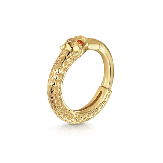9k solid yellow gold Leopard clicker hoop earring Huggies and Hoops Laura Bond Jewellery