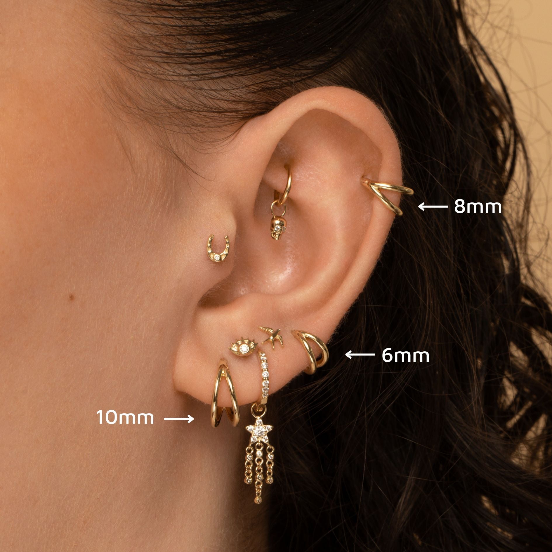 9k solid yellow gold double clicker hoop earring Huggies and Hoops Laura Bond Jewellery