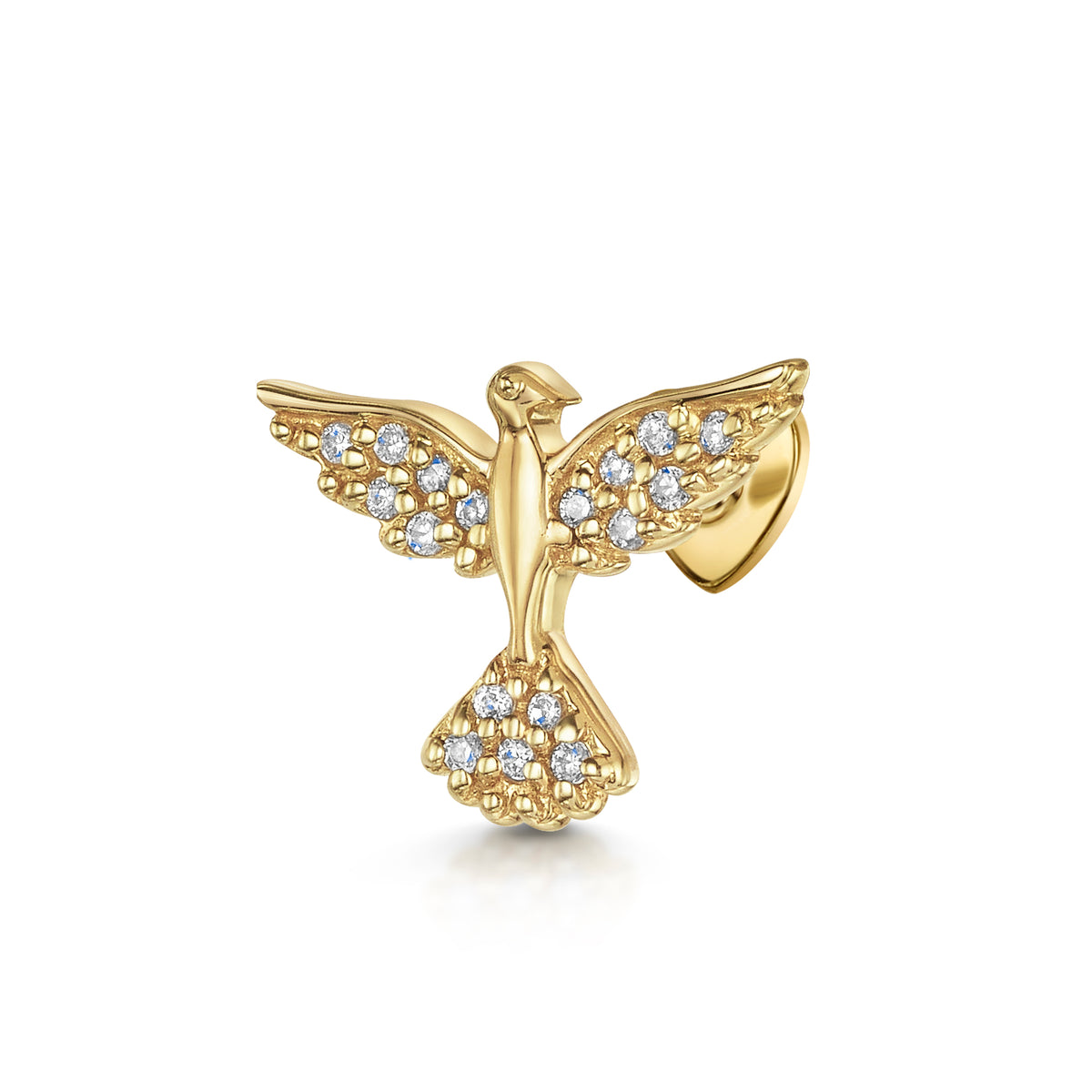9k solid yellow gold Phoenix flat back labret stud earring 6mm Cartilage Studs Laura Bond Jewellery