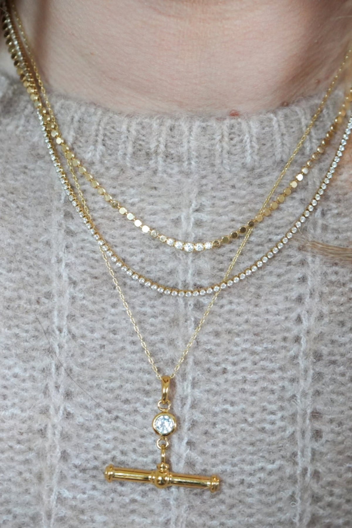 Gem T-Bar Necklace Laura Bond Jewellery