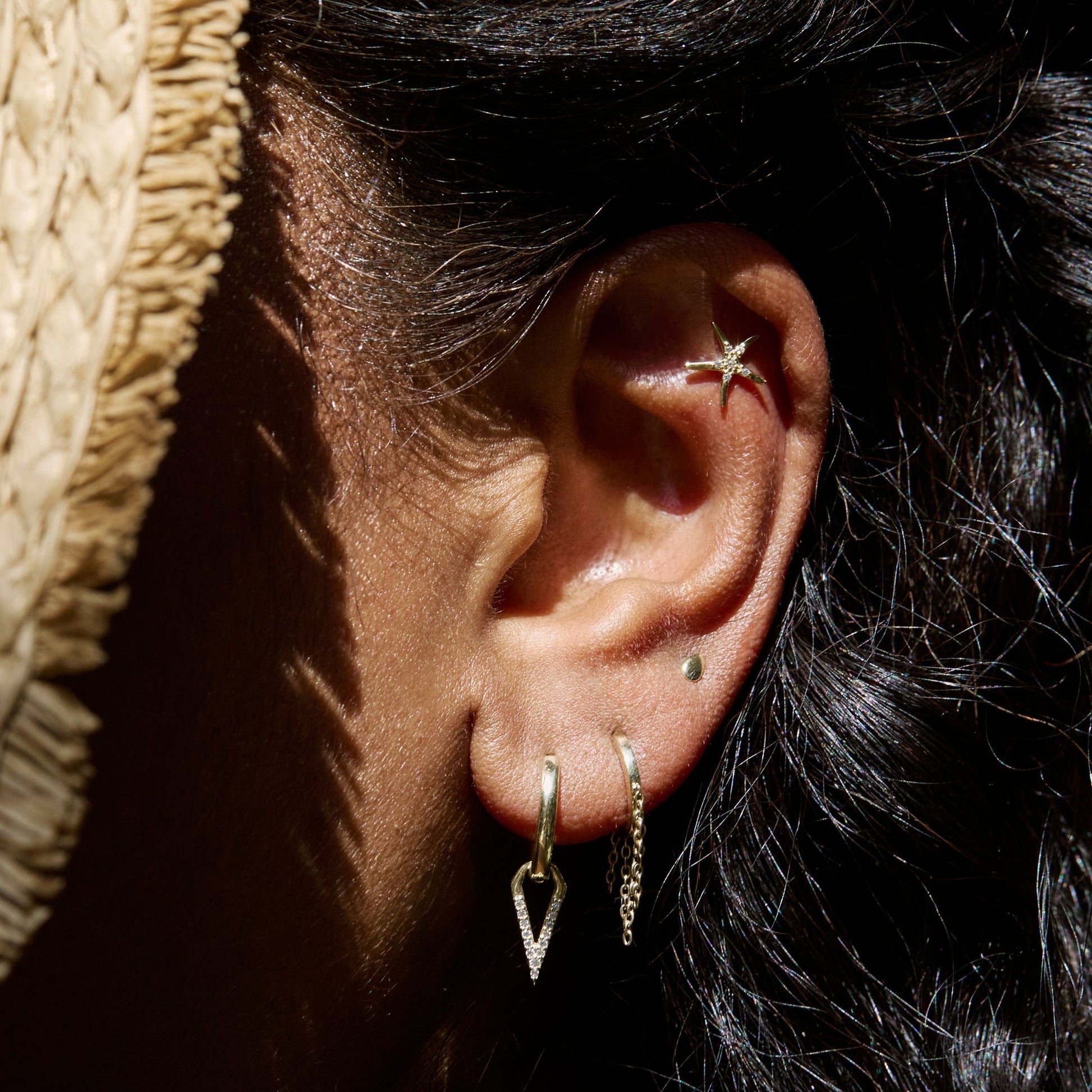 astrid miyu maria tash 9k solid yellow gold Starfish flat back labret stud earring Cartilage Studs Laura Bond