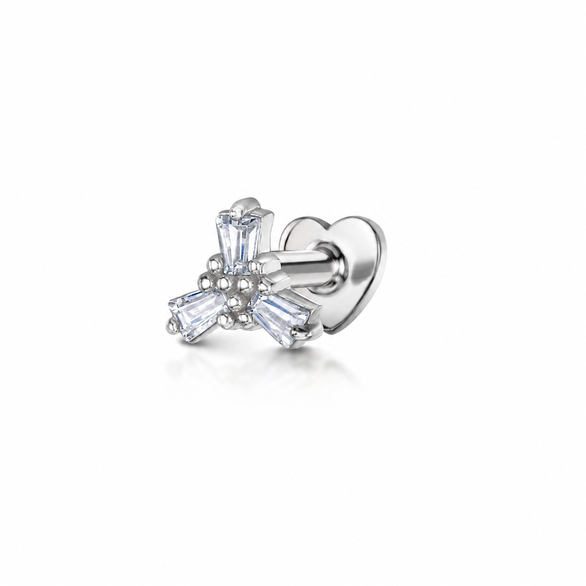 9k solid white gold Frost flat back labret stud earring 6mm Cartilage Studs Laura Bond Jewellery
