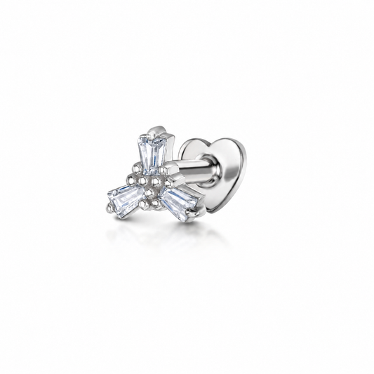 9k solid white gold Frost flat back labret stud earring 6mm Cartilage Studs Laura Bond Jewellery