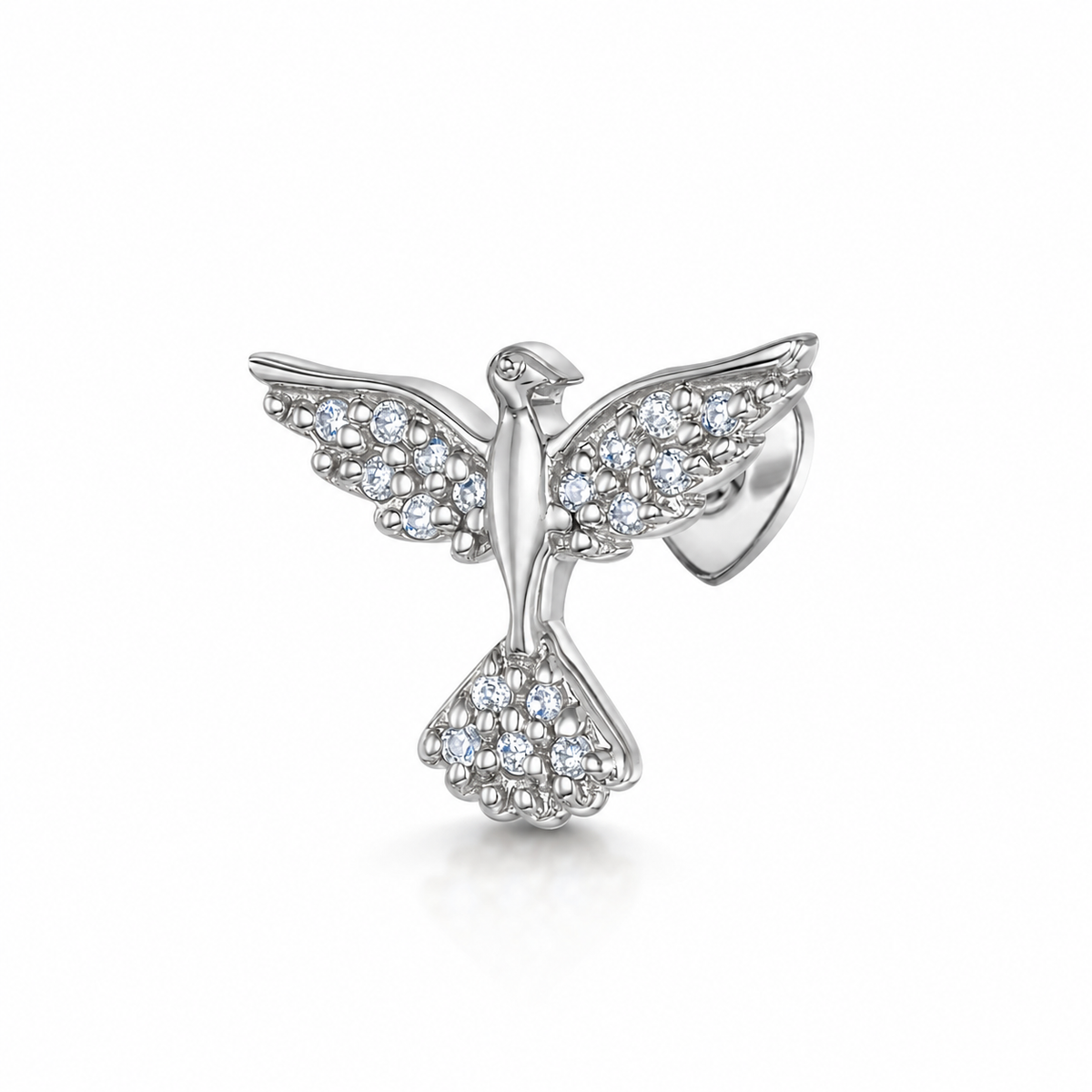 9k solid white gold Phoenix flat back labret stud earring 6mm Cartilage Studs Laura Bond Jewellery