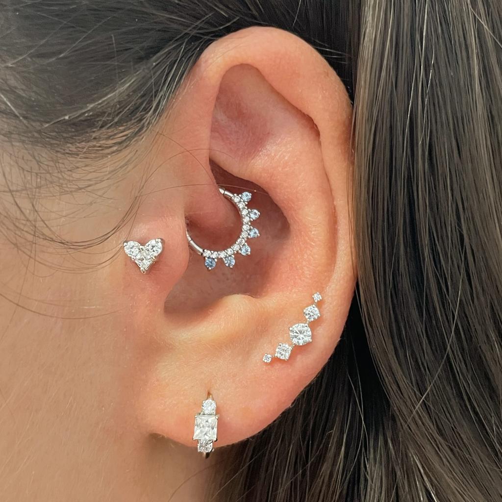Laura Bond Jewellery Bold and Gold Edinburgh 14k solid white gold Astraea flat back labret stud earring 8mm Cartilage Studs