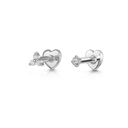 astrid miyu maria tash The tiny trio stacking set - 9k solid white gold flat back labret stud earring set Stacking Sets Laura Bond