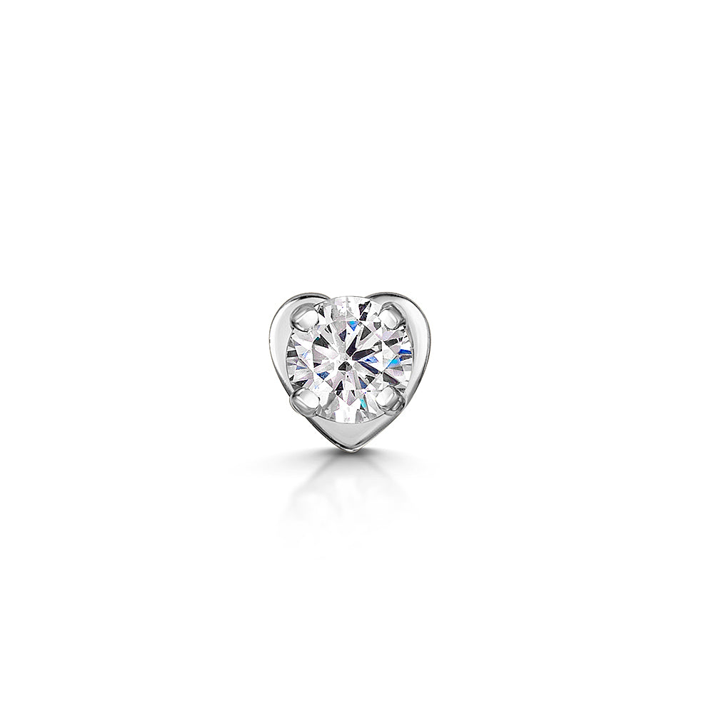 Laura Bond Jewellery 14k solid white gold 3mm single crystal gem flat back labret stud earring 8mm Cartilage Studs