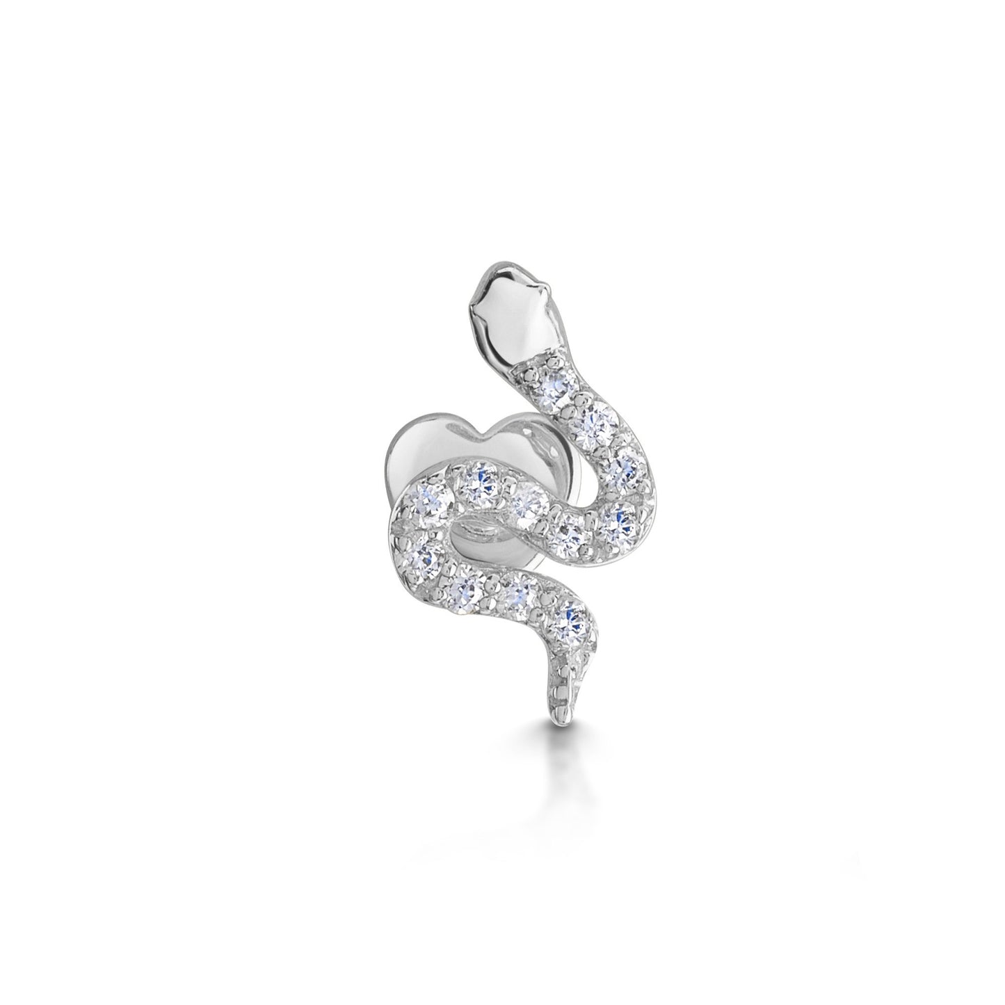 Laura Bond Jewellery Bold and Gold Edinburgh 14k solid white gold sparkly snake flat back labret stud earring 8mm Cartilage Studs
