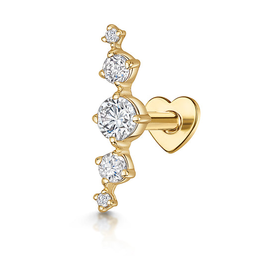 Laura Bond Jewellery Bold and Gold Edinburgh 14k solid yellow gold Astraea flat back labret stud earring 8mm Cartilage Studs