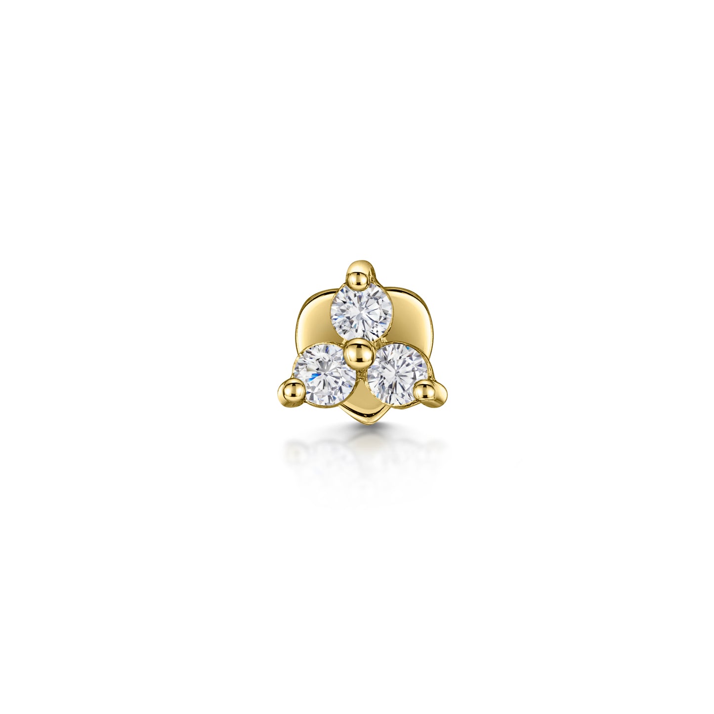 Laura Bond Jewellery Bold and Gold Edinburgh 14k solid yellow gold crystal trio flat back labret stud earring 8mm Cartilage Studs