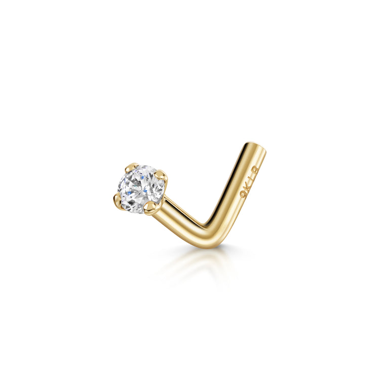 9k solid yellow gold tiny crystal gem nose stud Laura Bond Jewellery