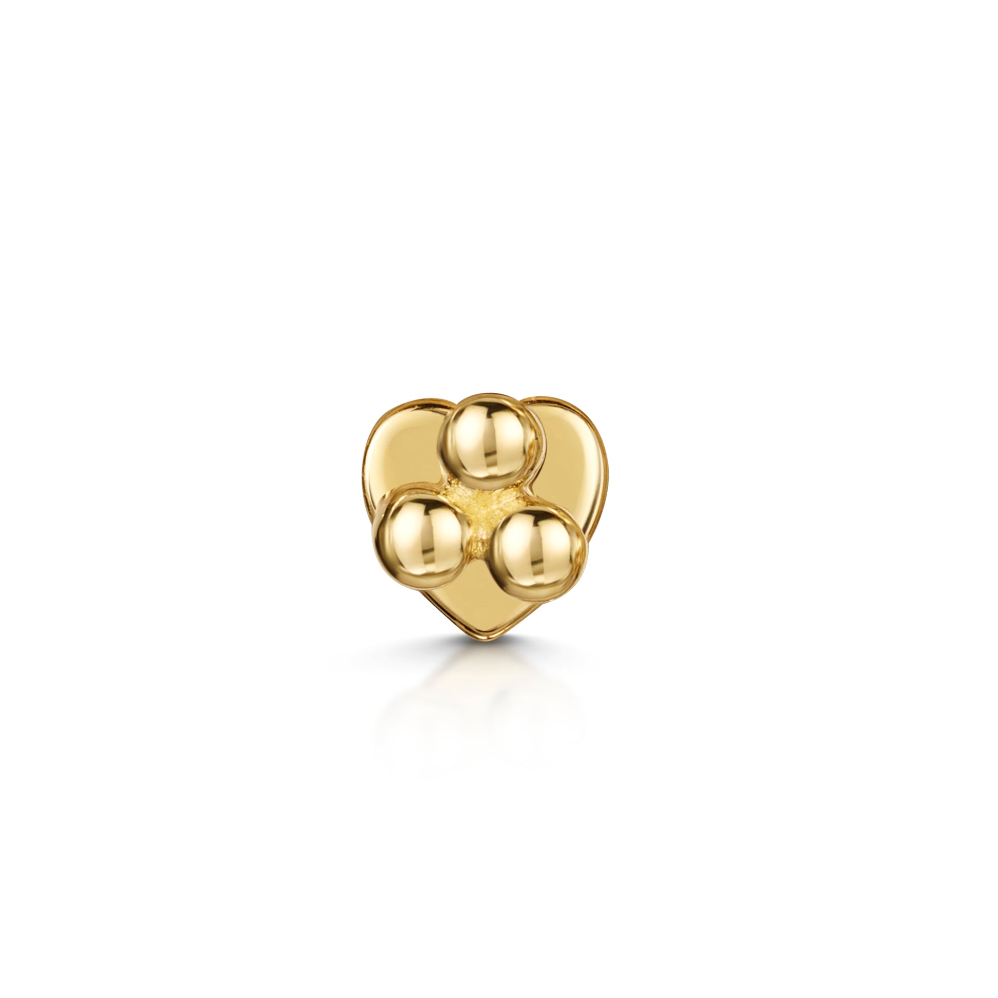 Laura Bond Jewellery Bold and Gold Edinburgh 14k solid yellow gold tri-bead flat back labret stud earring 8mm Cartilage Studs