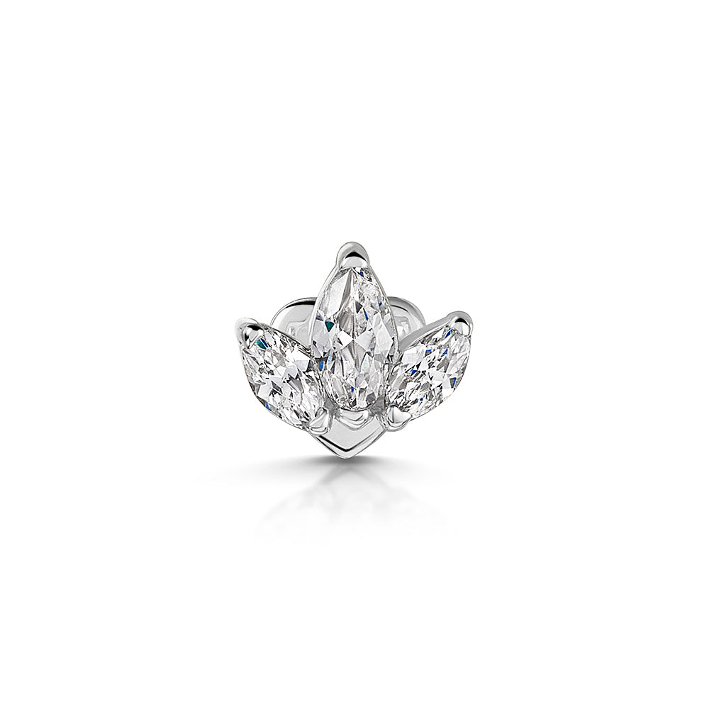 Laura Bond Jewellery Bold and Gold Edinburgh 9k solid white gold Lotus flower flat back labret stud earring 6mm Cartilage Studs