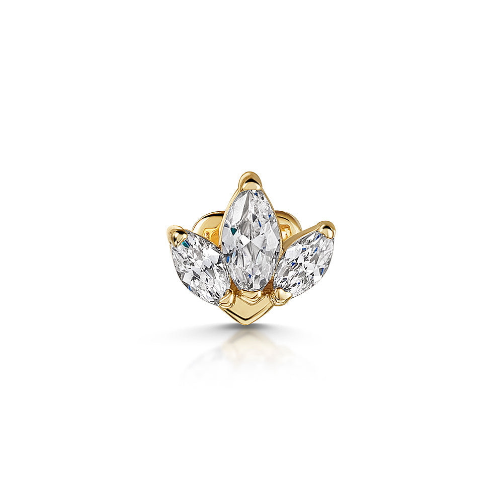 Laura Bond Jewellery Bold and Gold Edinburgh 14k solid yellow gold Lotus flower flat back labret stud earring 8mm Cartilage Studs