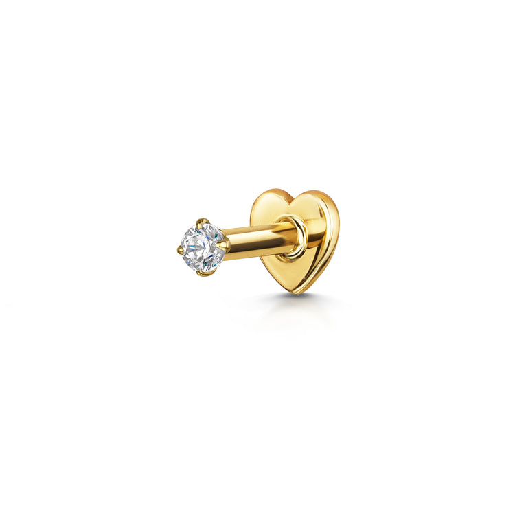 9k solid yellow gold 2mm tiny crystal gem flat back labret stud earring 6mm Cartilage Studs Laura Bond Jewellery