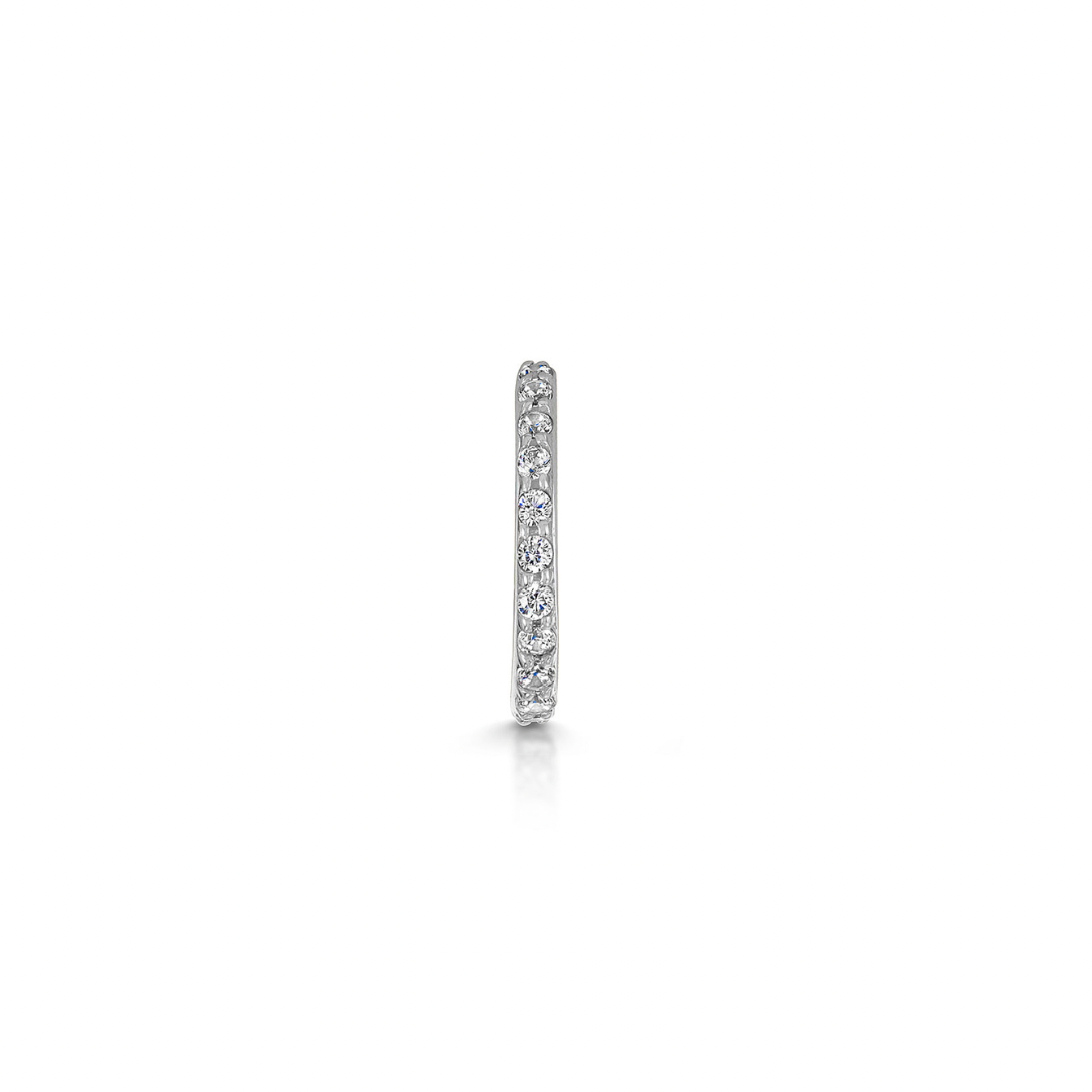 Laura Bond Jewellery 9k solid white gold 6mm 18g crystal clicker hoop earring Huggies and Hoops
