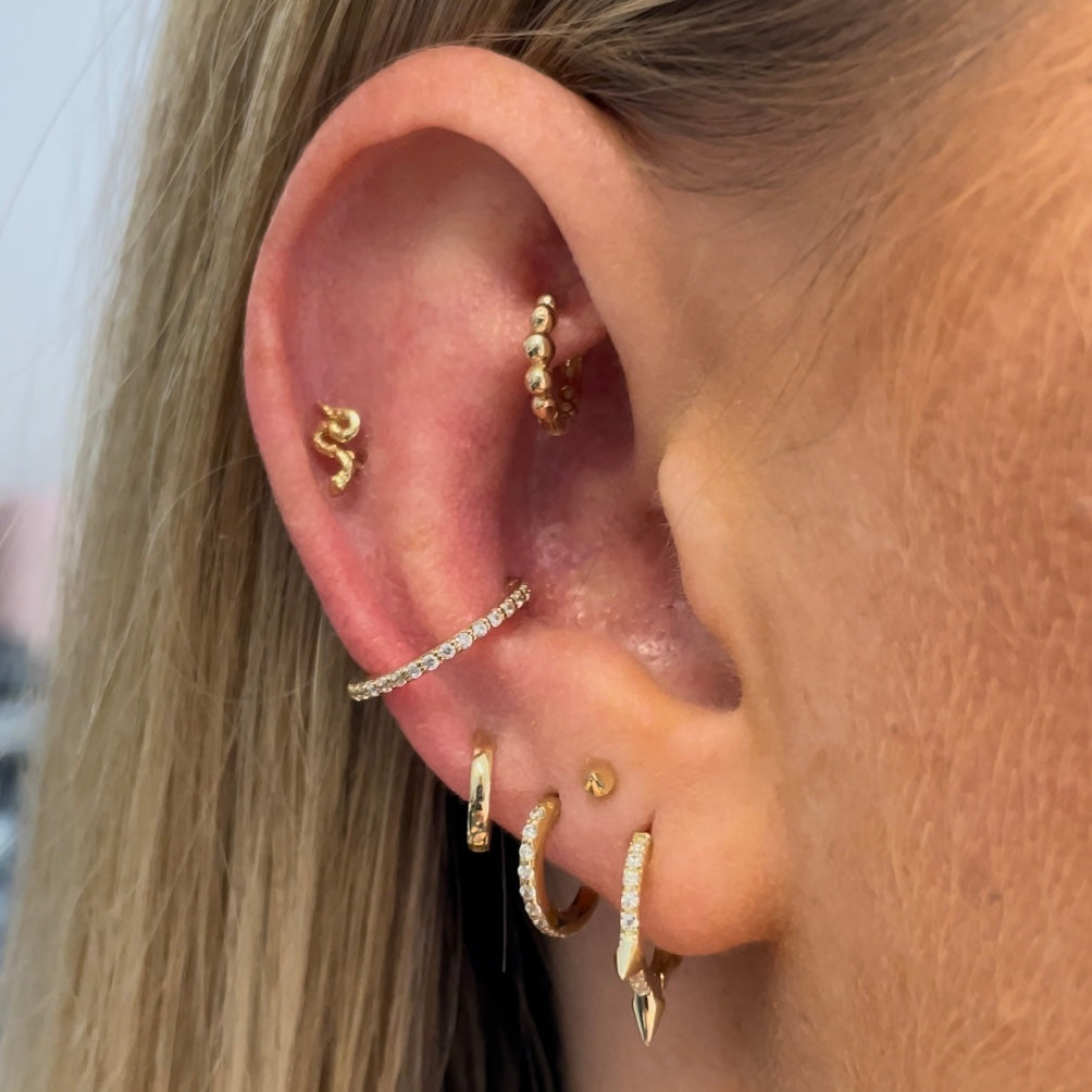 Laura Bond Jewellery 9k solid yellow gold 8mm crystal spike huggie earring Huggies and Hoops