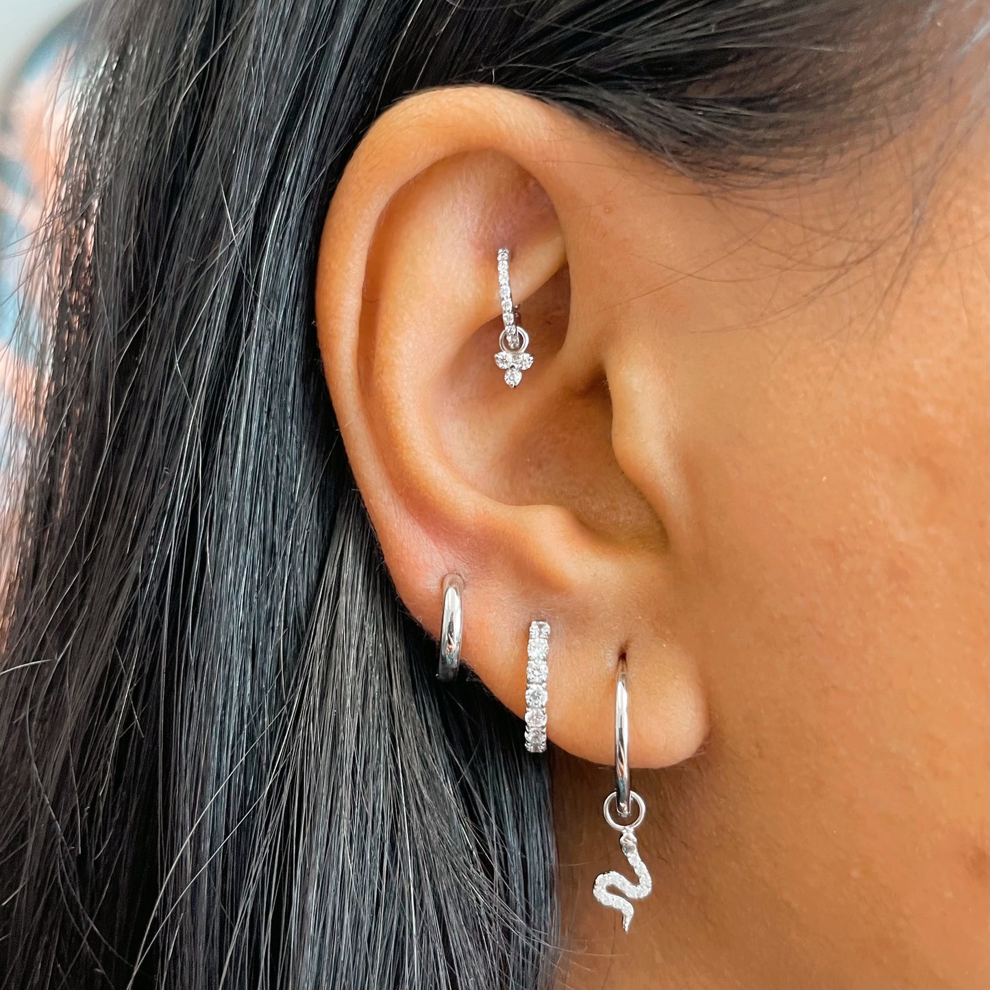 astrid miyu maria tash 9k solid white gold 8.5mm simple huggie earring Huggies and Hoops Laura Bond