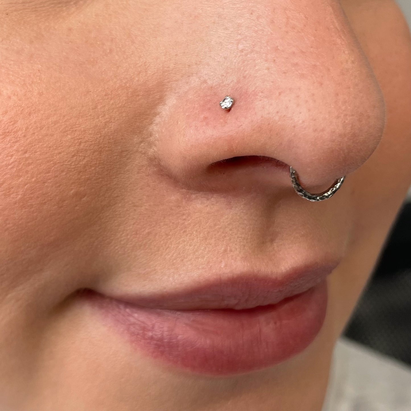 Laura Bond Jewellery Bold and Gold Edinburgh 9k solid white gold tiny crystal gem nose stud