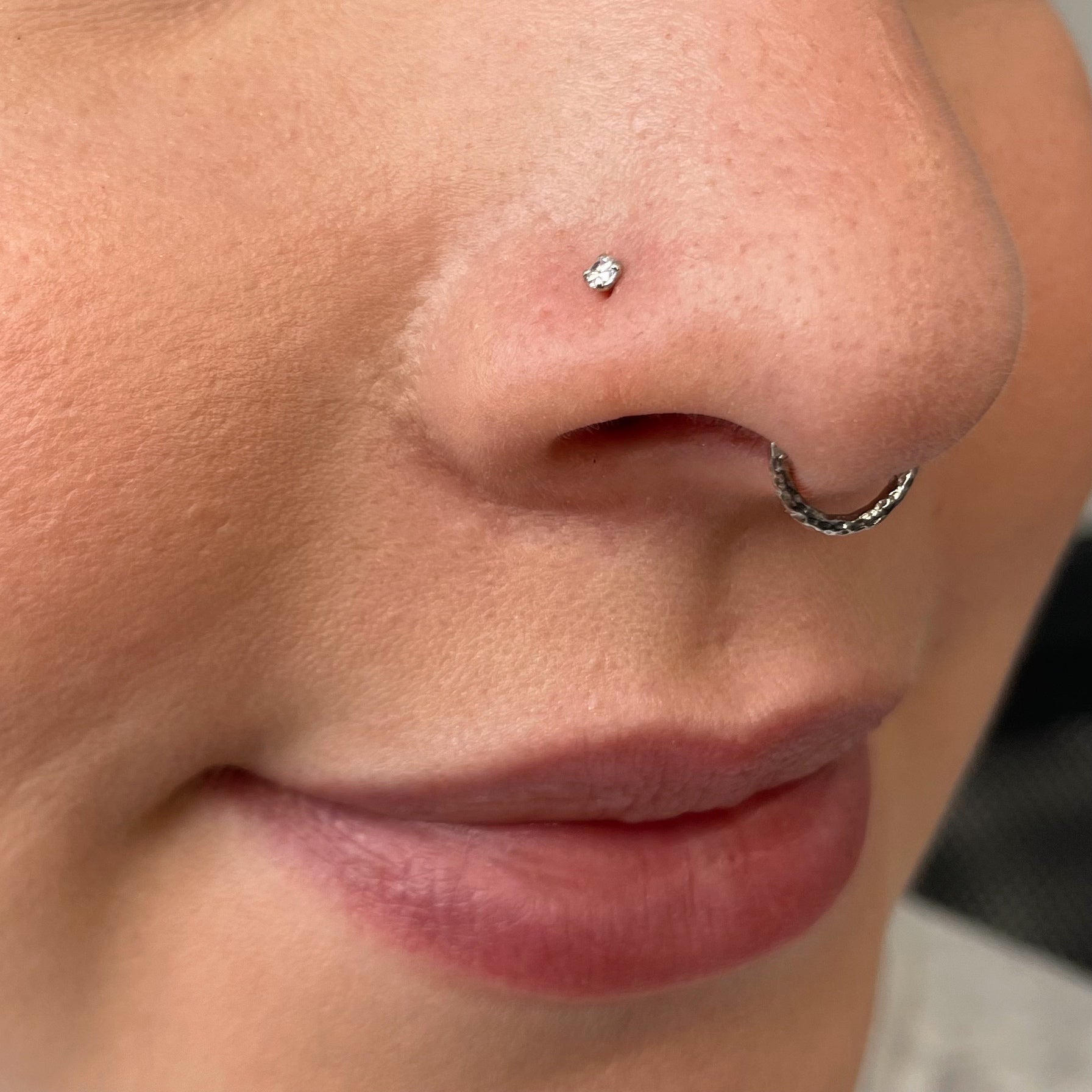 Laura Bond Jewellery Bold and Gold Edinburgh 9k solid white gold tiny crystal gem nose stud