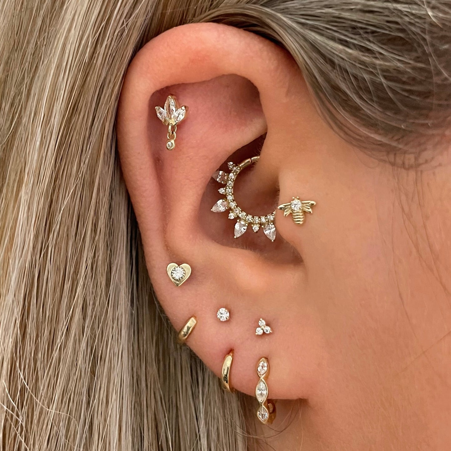 Laura Bond Jewellery 9k solid yellow gold 9mm 16g Isolde hoop for daith or septum Huggies and Hoops