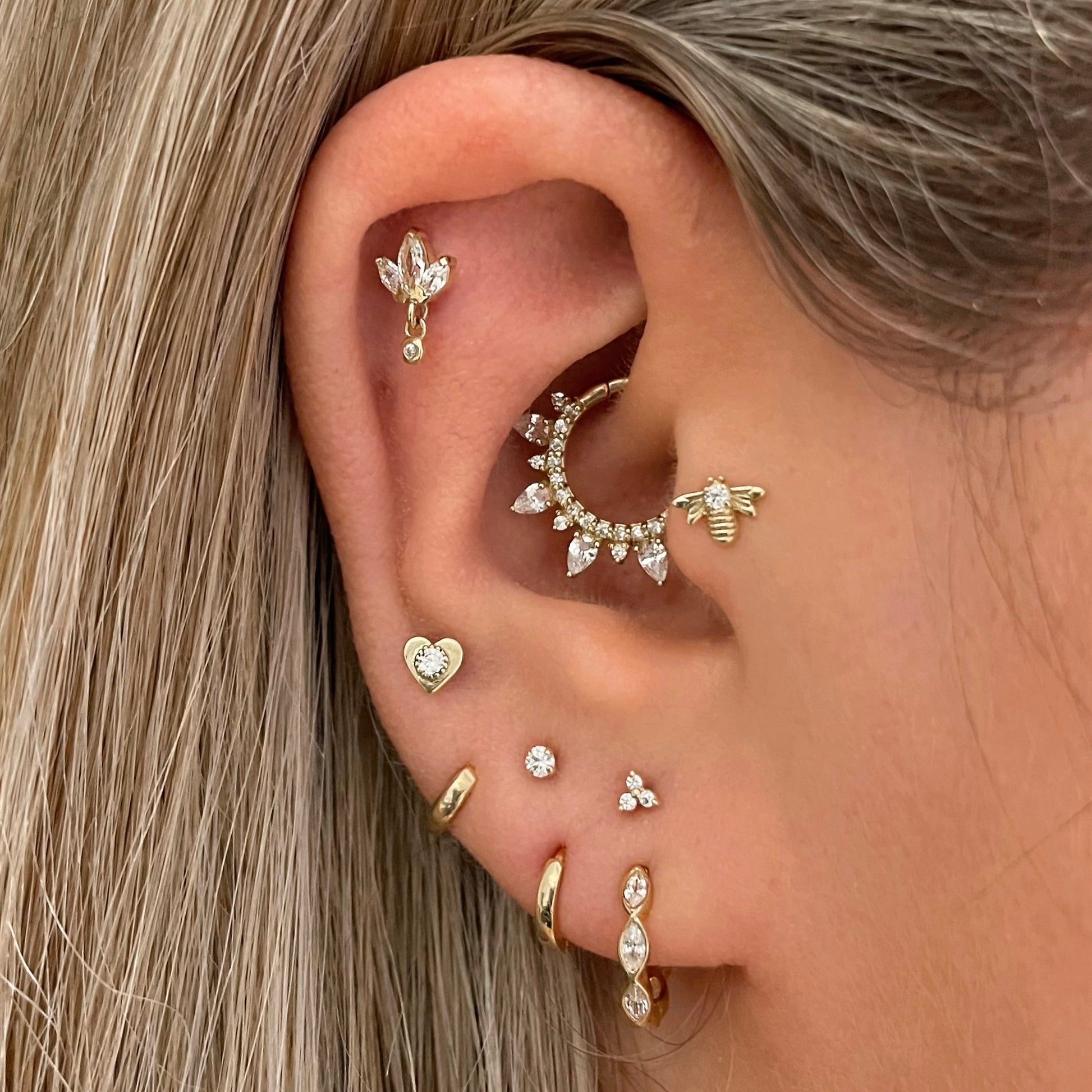 Laura Bond Jewellery 9k solid yellow gold 9mm 16g Isolde hoop for daith or septum Huggies and Hoops