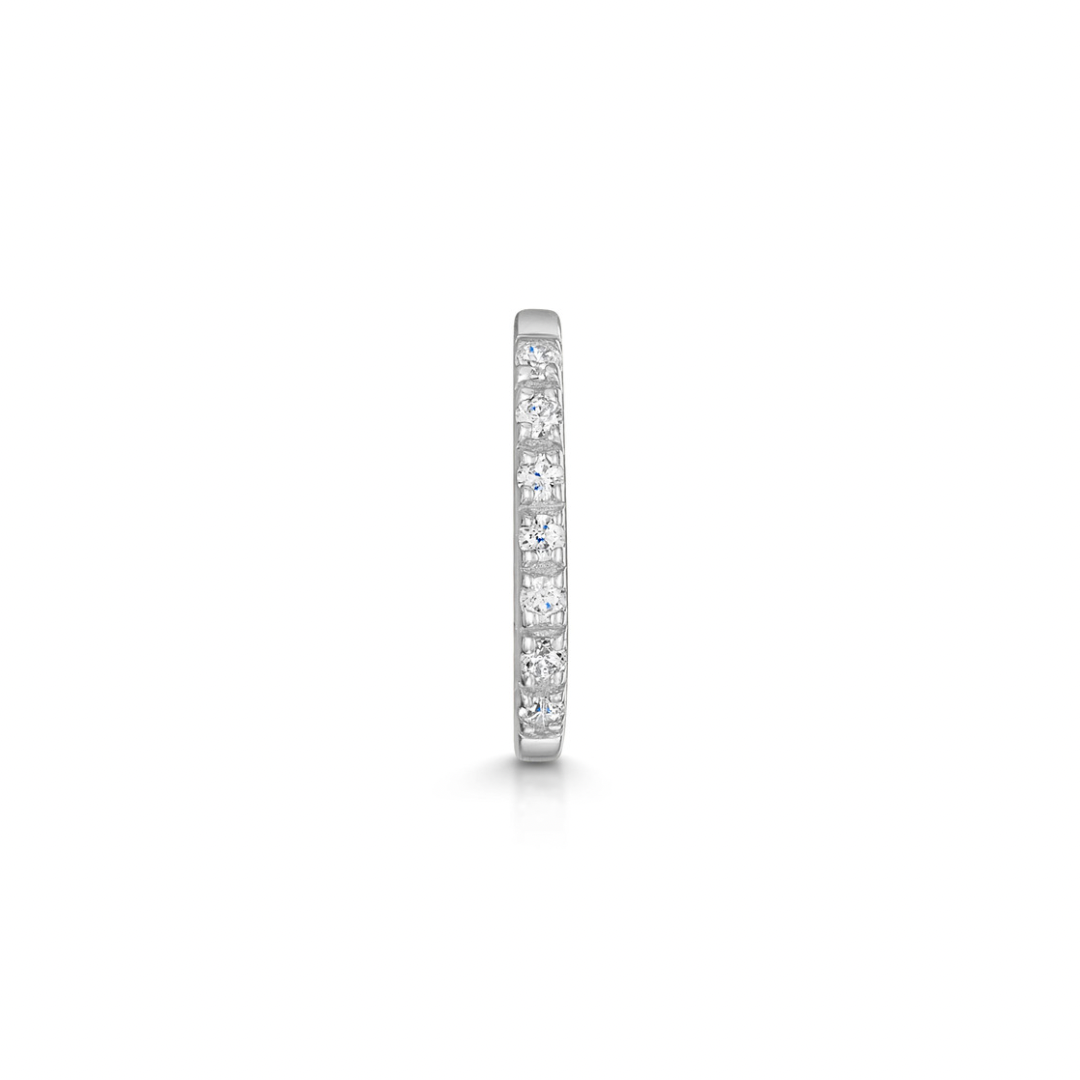 9k solid white gold 7mm 16g crystal oval rook clicker hoop Huggies and Hoops Laura Bond Jewellery