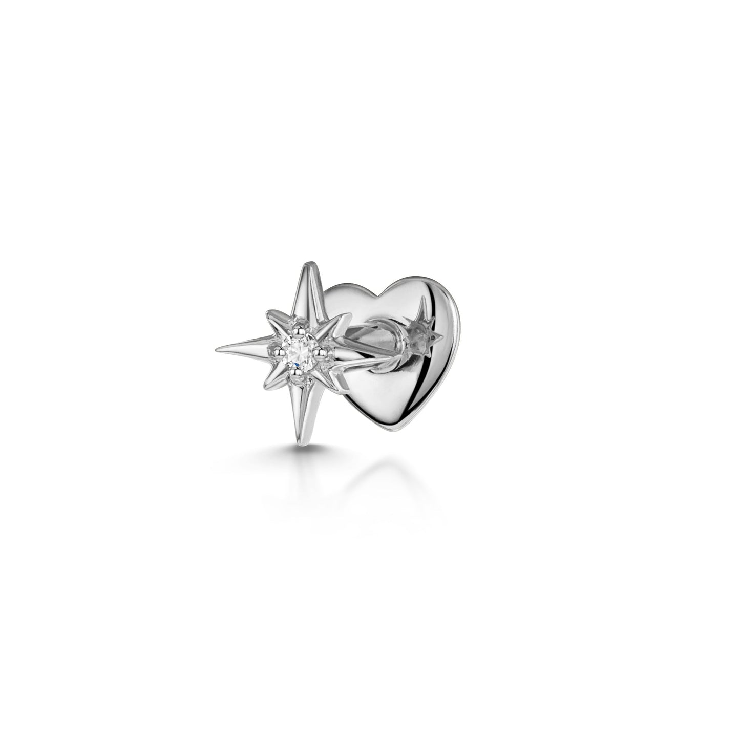 Laura Bond Jewellery Bold and Gold Edinburgh 14k solid white gold North Star flat back labret stud earring 8mm Cartilage Studs