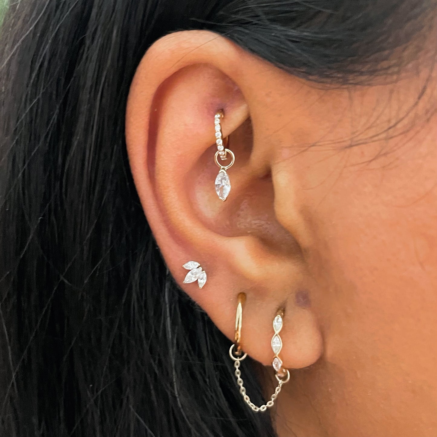 Laura Bond Jewellery 9k solid yellow gold 6mm 18g crystal clicker hoop earring Huggies and Hoops