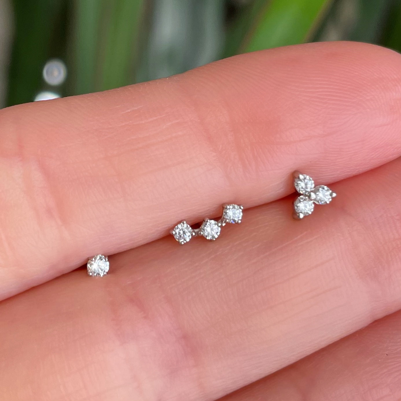 Laura Bond Jewellery The classic stacking set - 9k solid white gold flat back labret stud earring set Stacking Sets