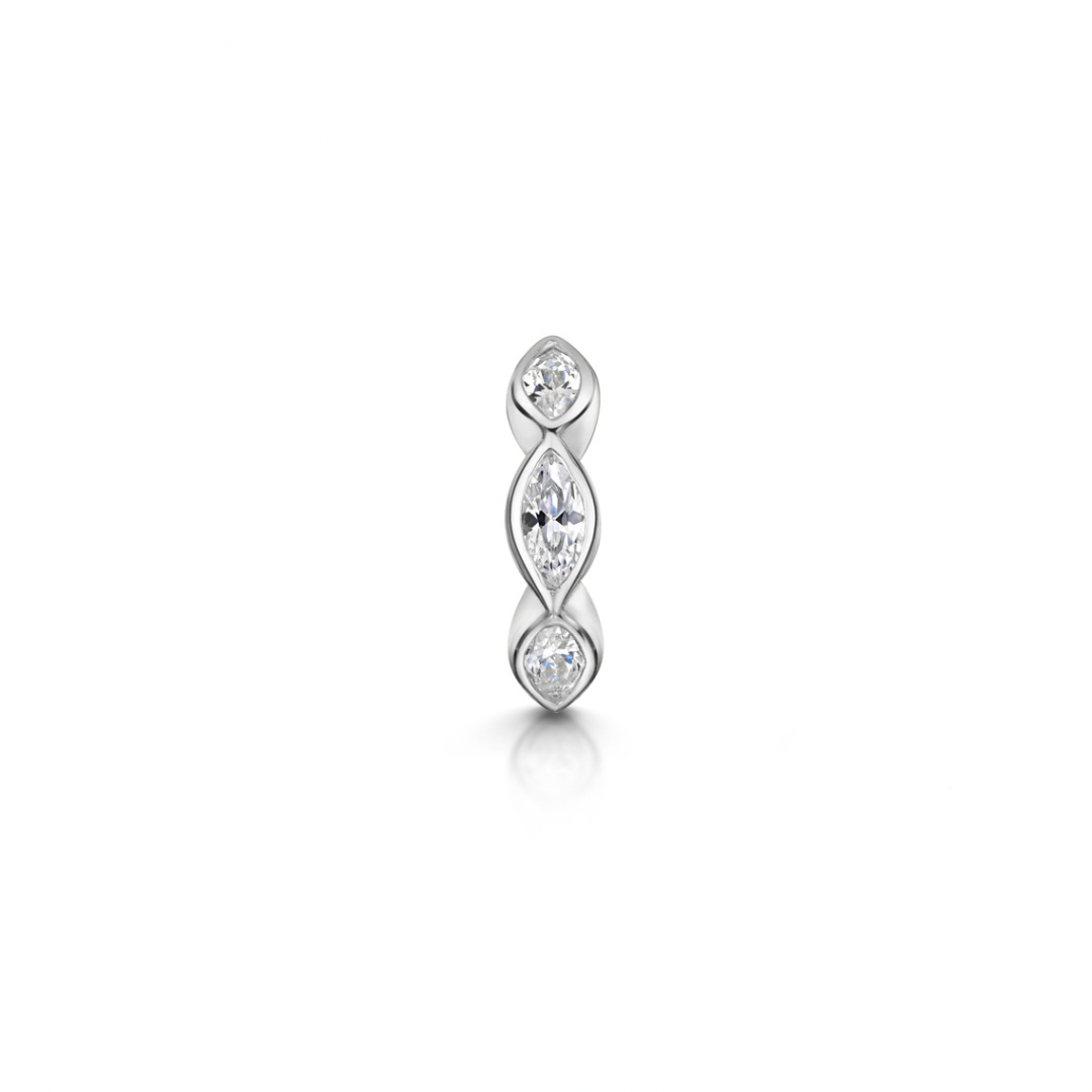 Laura Bond Jewellery 9k solid white gold 6mm 16g marquise crystal mini clicker hoop earring Huggies and Hoops