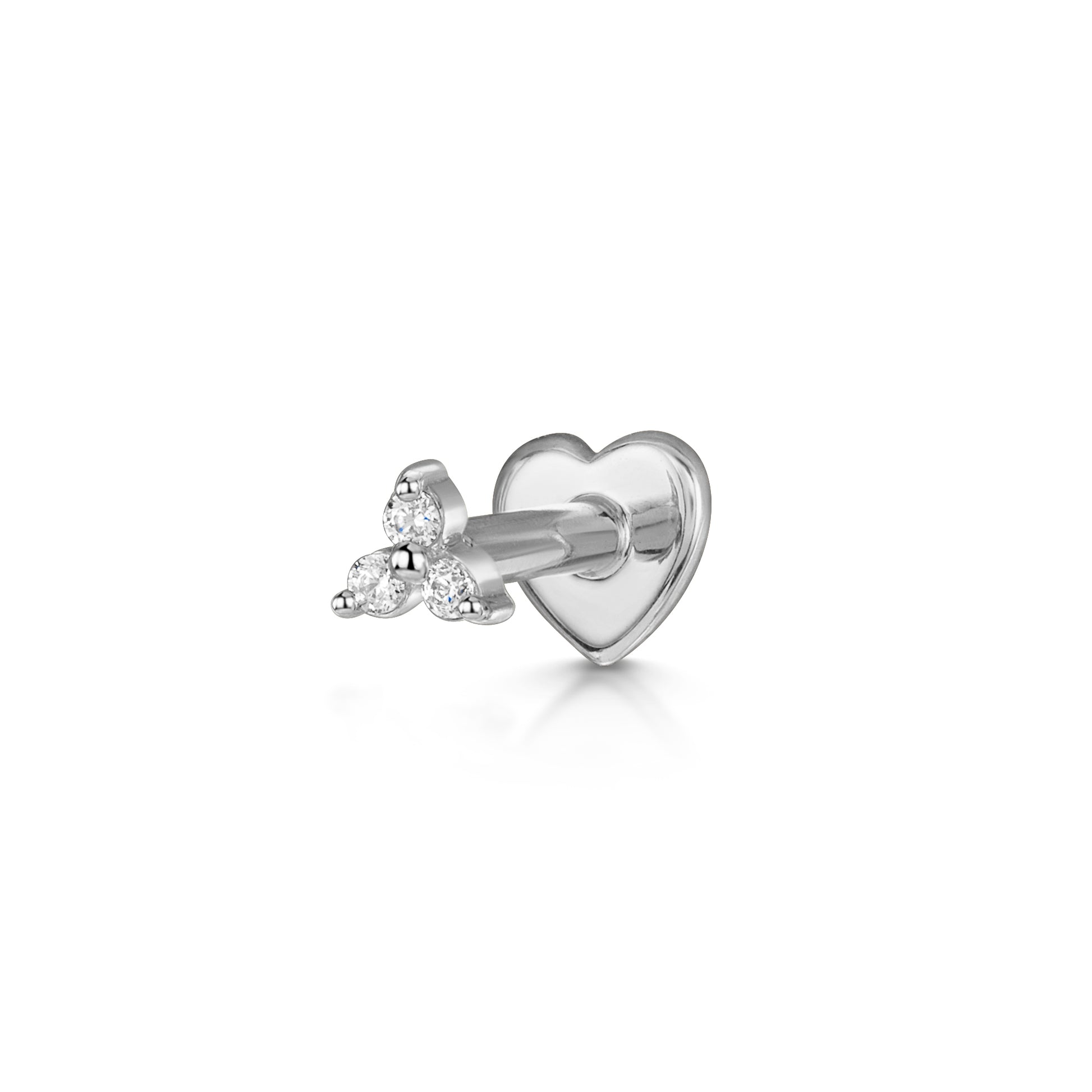 Laura Bond Jewellery Bold and Gold Edinburgh 9k solid white gold tiny trio flat back labret stud earring 6mm Cartilage Studs