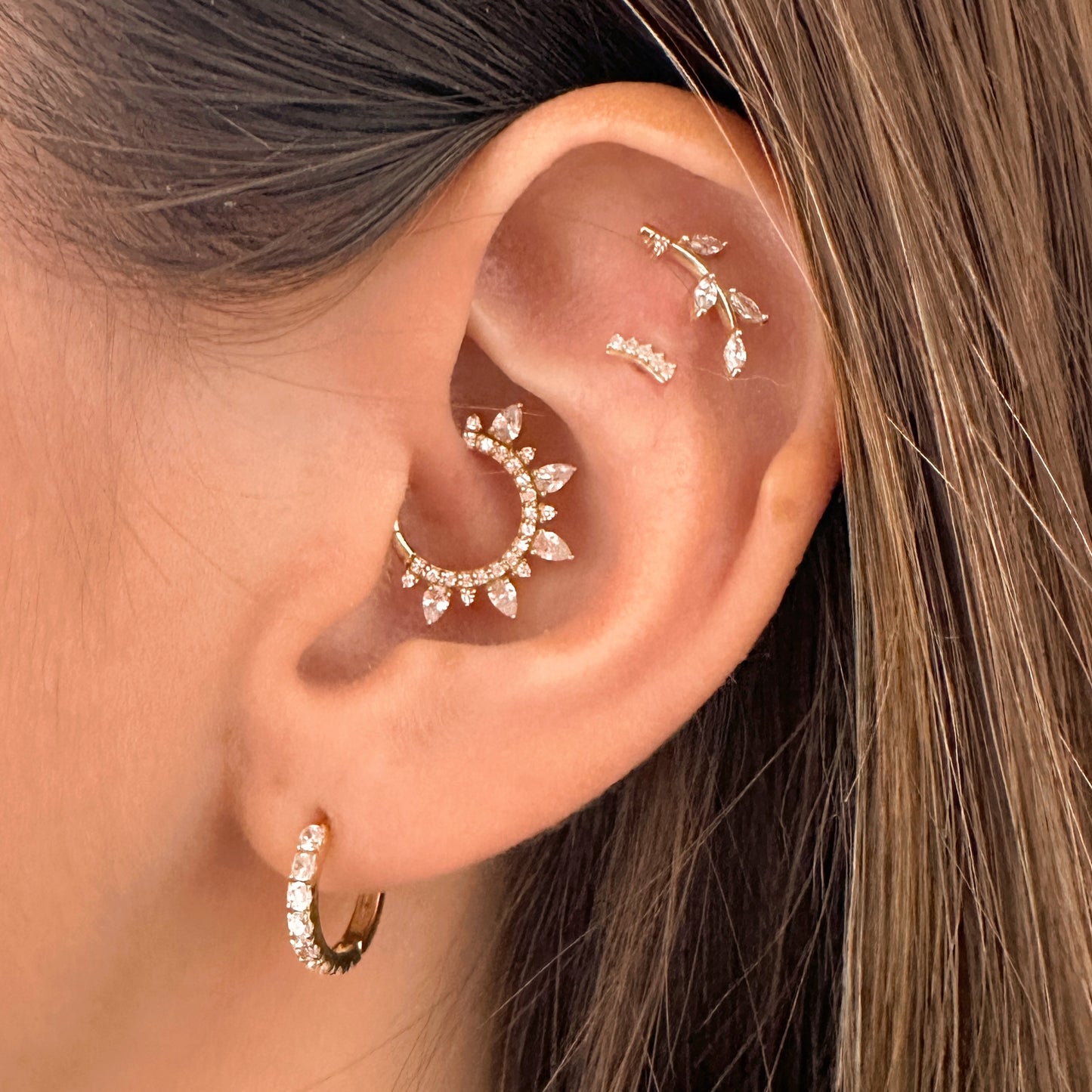 Laura Bond Jewellery 9k solid yellow gold 9mm 16g Isolde hoop for daith or septum Huggies and Hoops