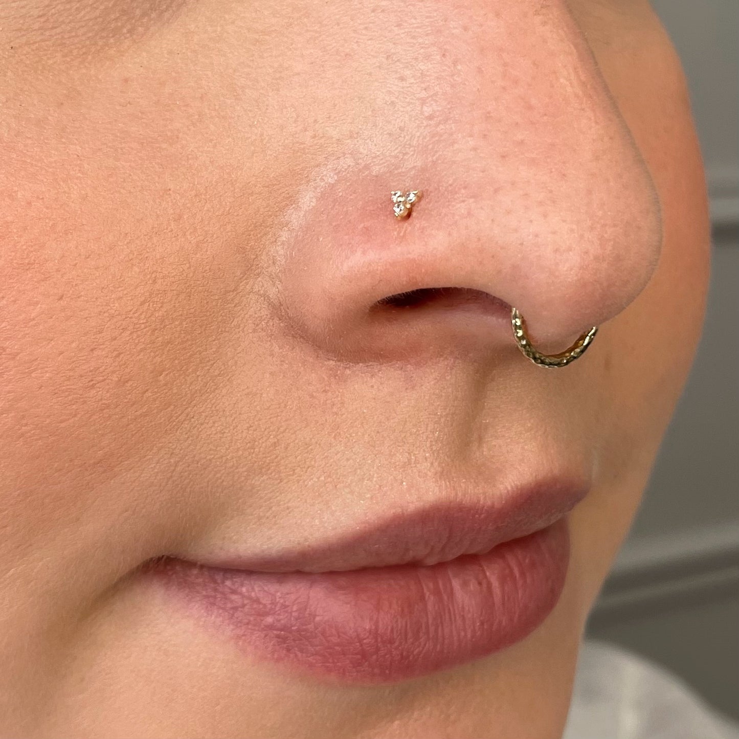 Laura Bond Jewellery Bold and Gold Edinburgh 9k solid yellow gold tiny trio nose stud