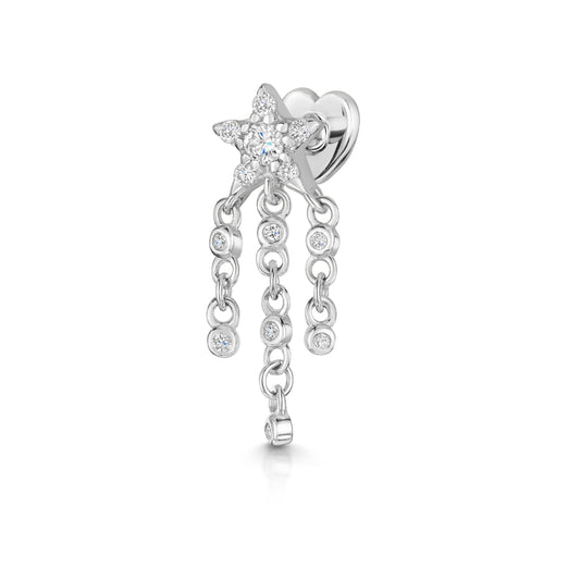 Laura Bond astrid miyu 14k solid white gold shooting star flat back labret stud earring 8mm Cartilage Studs