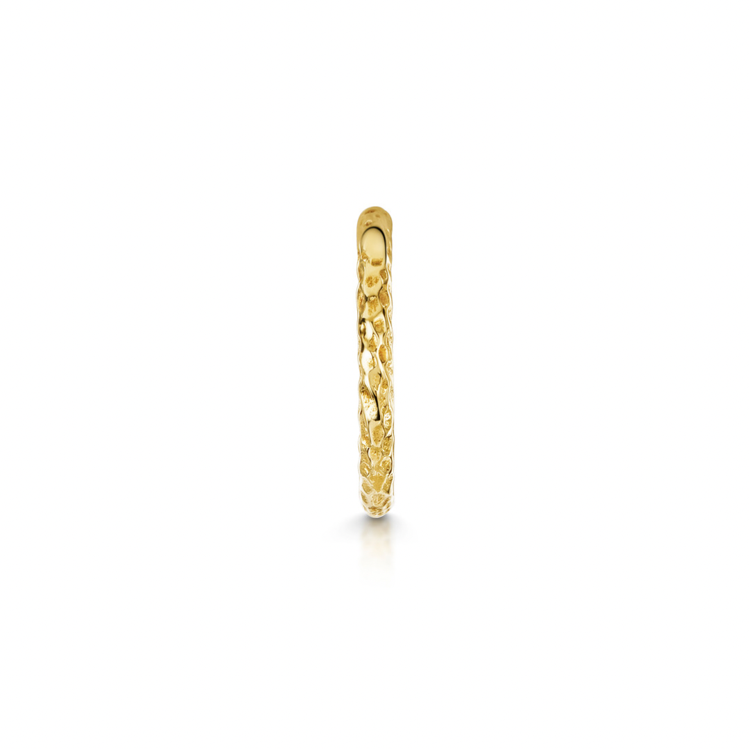 9k solid yellow gold 8mm 18g hammered texture clicker hoop earring Huggies and Hoops Laura Bond Jewellery