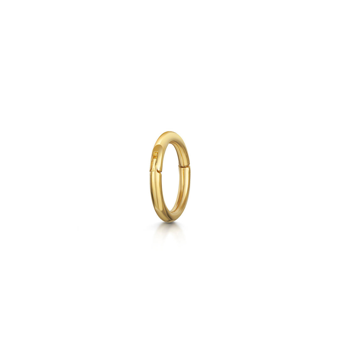 9K solid yellow gold 6mm clicker hoop earring