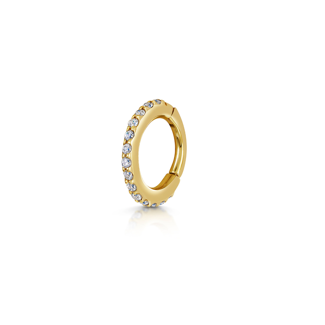 Laura Bond Jewellery 9k solid yellow gold 6mm 18g crystal clicker hoop earring Huggies and Hoops