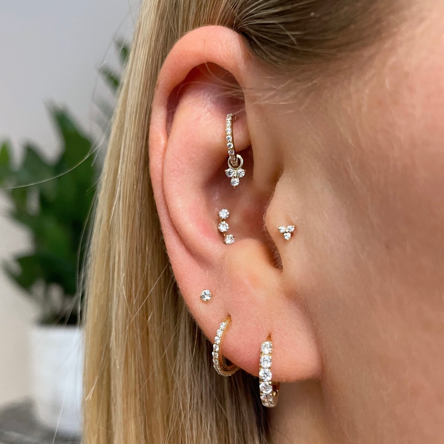 The tiny trio stacking set - 9k solid yellow gold flat back labret stud earring set Stacking Sets Laura Bond Jewellery